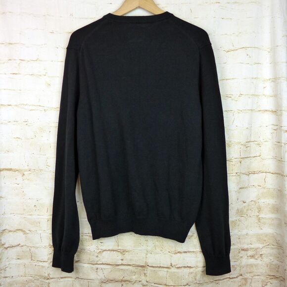 VTG Express Sweater Men L Black V-neck Lion Crest Logo Cotton Preppy Y2K NWT - Picture 3 of 11